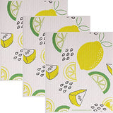 SWEDEdishcloths - Cellulose Sponge Dish Towels - Set of 3 Lemon Lime Swedish Dish Cloths