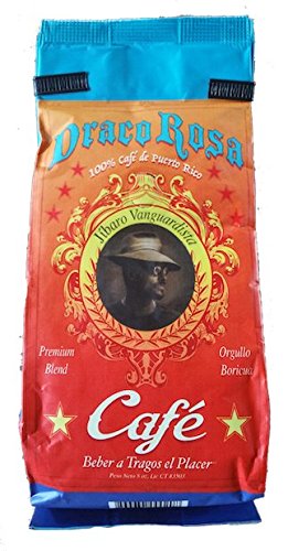 Draco Rosa Organic Ground Coffee from Puerto Rico (8 Ounces) - Includes 2 Envelopes of Sason Accent