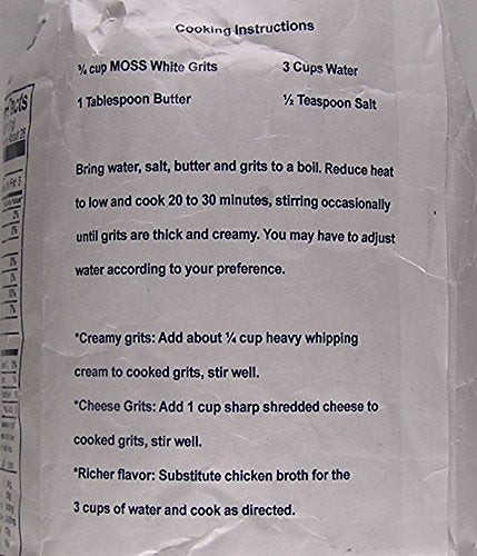 Moss Water Ground White Corn Grits 2 Lbs