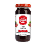 Just Spread 100% Fruit Preserve | Made with Real Fruit Pieces & Only 4 Ingredients | Gluten Free, Vegan, Non GMO, No Added Sugar | 10oz Jar (4 Flavor