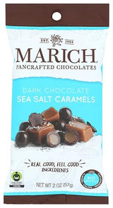 Marich Dark Chocolate Salted Caramels 2.1 Ounce Bag (Pack of 12)