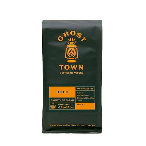 Ghost Town Coffee Roasters "Bold Blend" Dark Roasted Organic Whole Bean Coffee - 12 Ounce Bag