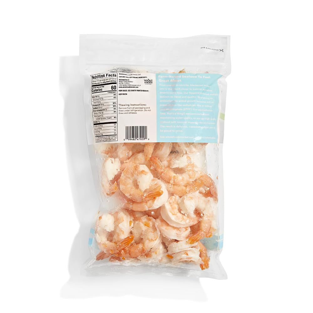 365 by Whole Foods Market Cooked Tail-On Shrimp 16-20 Count Value Pack, 32 OZ