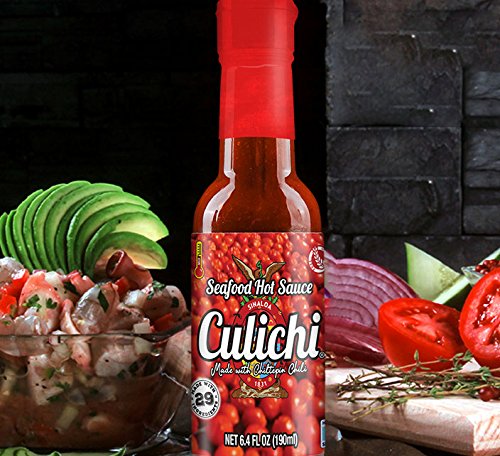 Salsa Culichi (TM) Official Seafood Hot Sauce, Made With The Famously Known "Red Gold" Chiltepin Chili (Authentic Mexican Salsa) (3 Bottles)