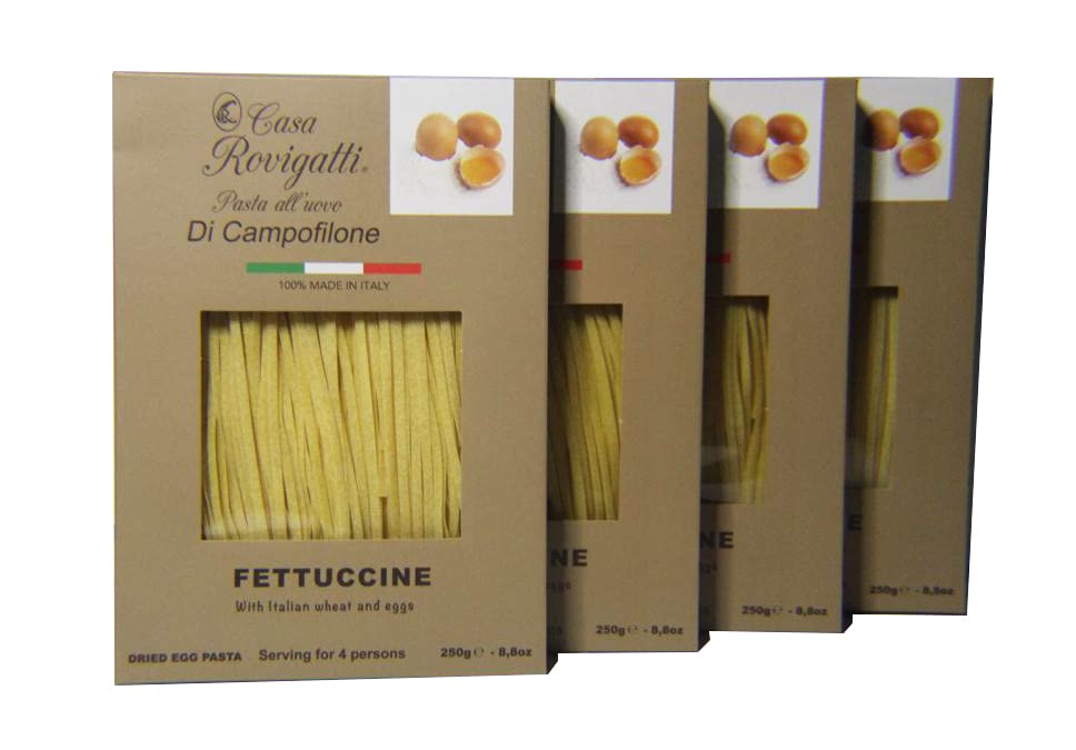 Fettuccine Egg Gourmet Pasta (Pack of 4) - from the Di Campofilone Region- Imported Italian Egg Pasta- 8.8 ounces / 250 grams