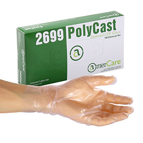 AmerCare Polycast Textured Powder Free Gloves, Extra Large, Case of 1000