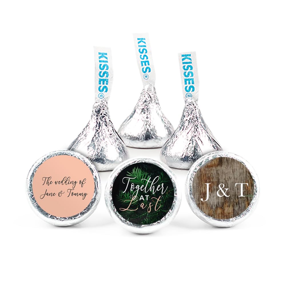 Personalized Wedding Stickers for Kisses Favors (108 Count) - Botanicals
