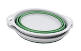 SAMMART 2.6L (0.68 Gallon) Collapsible Tub - Foldable Dish Tub - Portable Washing Basin - Space Saving Plastic Washtub (Grey/Dark Sea Green (Set