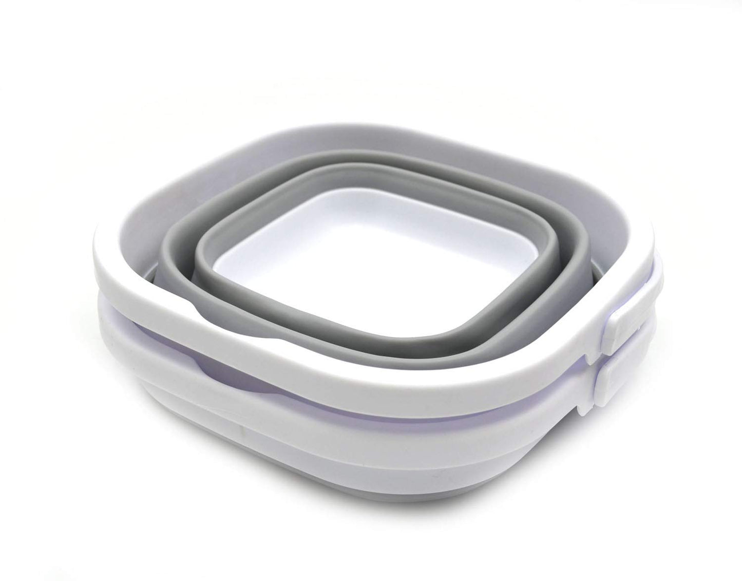 SAMMART Set of 2-2.6L (0.68 Gallon) Super Mini Sqare Collapsible Plastic Bucket - Foldable Square Tub - Portable Fishing Water Pail - Space Saving