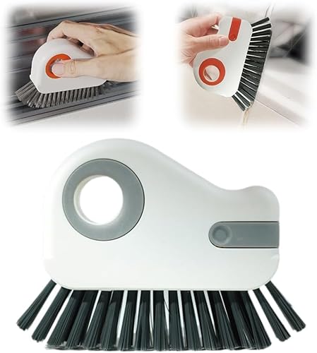 2-in-1 Groove Cleaning Brush with Hidden Scraper, Window Track Cleaner Brush, Crevice Cleaning Tool for Sliding Door Tracks, Window Sills, Narrow