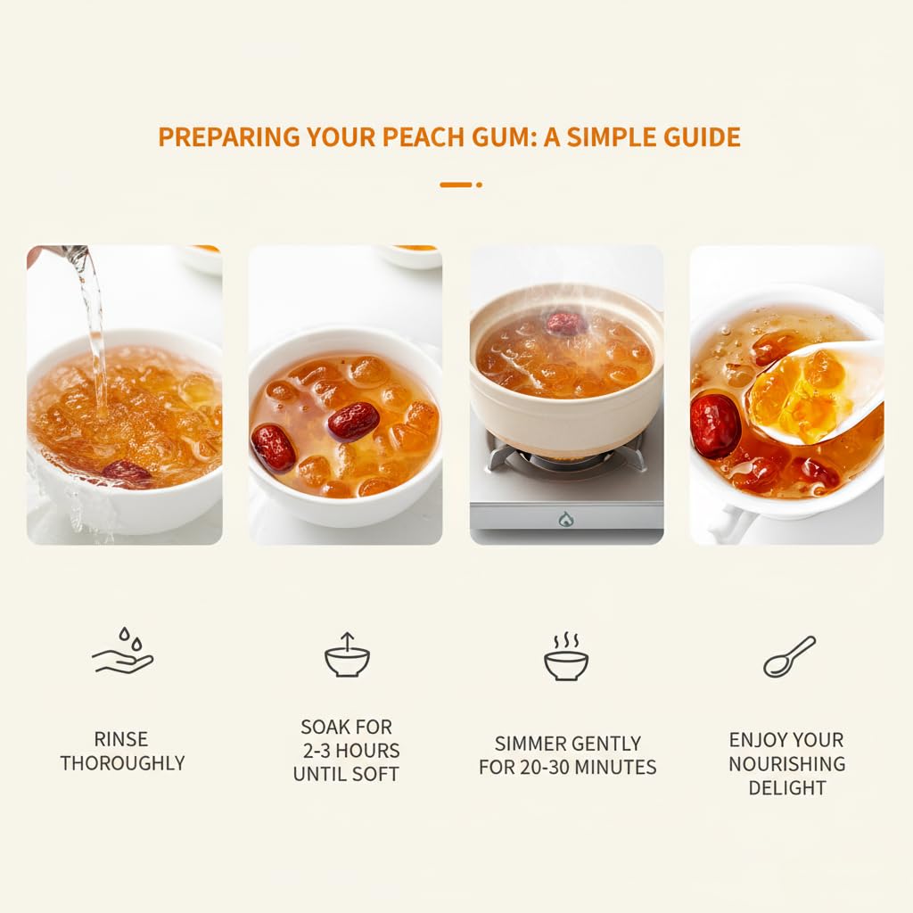 Premium Wild Peach Gum Resin - 7.05oz (200g) | All-Natural, Gluten-Free, Zero Sugar | Vegan Superfood for Soups, Desserts & Herbal Tea