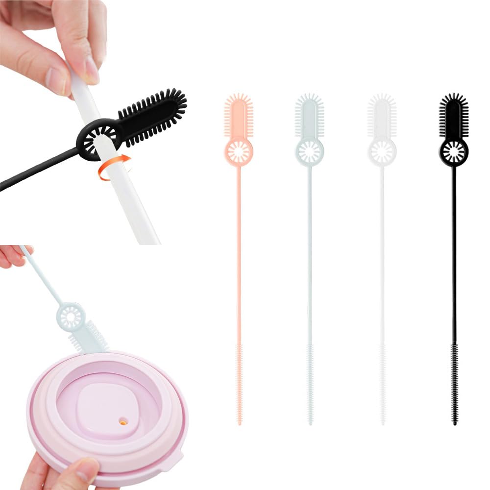 NentMent 8 Pack Iced Coffee Cups Straw Cleaner Brush 3 in 1 Drinking Straws Brush Insulated Tumblers Cleaning Brush for Flip Straw Tumbler Water