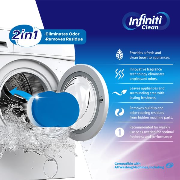 Infiniti Clean Washing Machine Cleaner Tablets 8 Pack - Washer Machine Cleaner Tablets for Top Loader