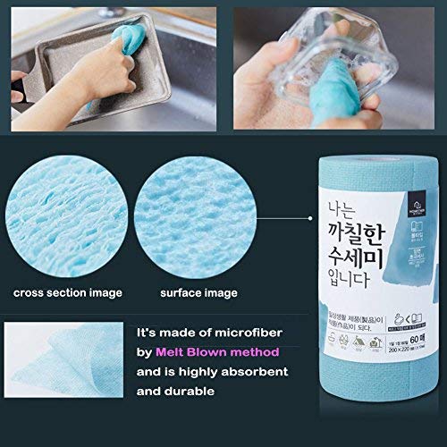 HOMETNER Dish Scouring pad, Daily Disposable Scrubber Dish Towel, Multipurpose for dishwashing, House Cleaning and Camping, Brown (60 Sheets/Roll)
