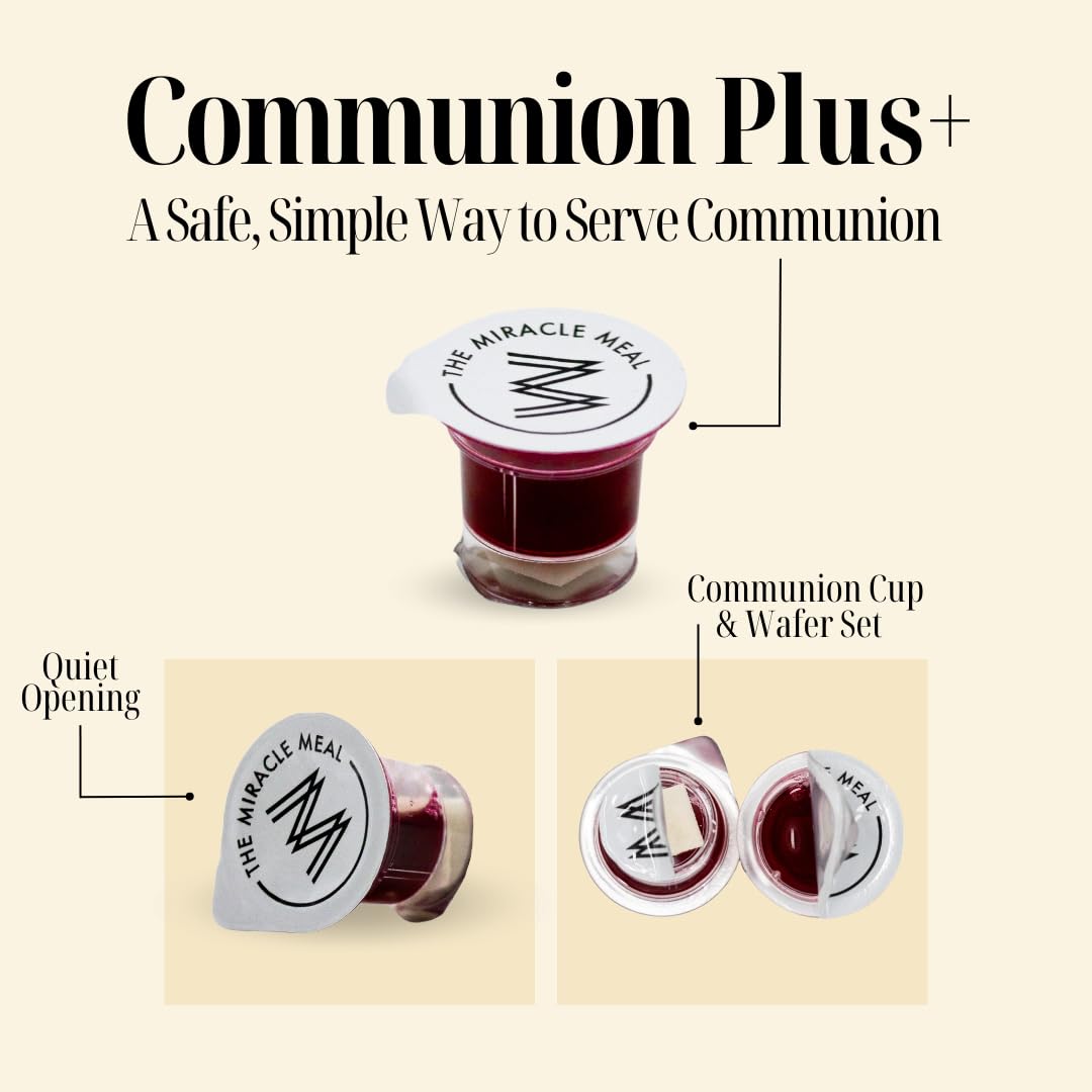 MM Pre Packaged Communion Plus Cups | Gulten free Box of 100 with juice and wafer | by The Miracle Meal