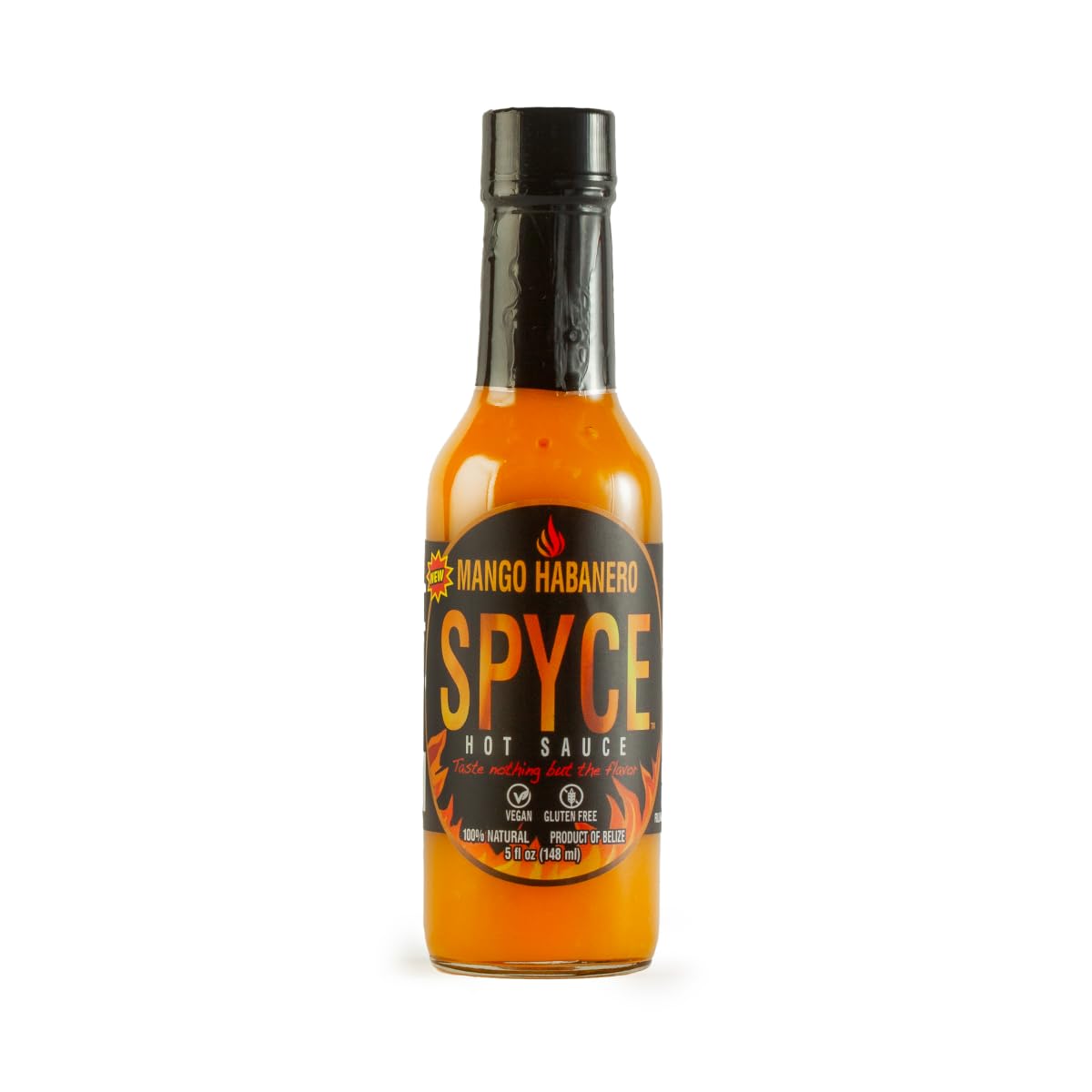 SPYCE Habanero Hot Sauce, Vegan, Gluten Free, Low Sodium, Non-GMO, No MSG, No Sugar, No Filler (5 oz, Mango Habanero)