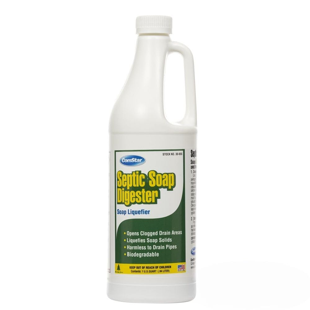 Comstar Septic Soap Digester, 1 Quart, Fast-Acting Drain Cleaner for Soap Buildup, Opens Slow Drains and Restores Flow, Safe for Pipes and Septic