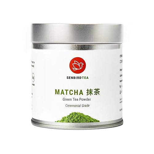 Senbird Premium Ceremonial Matcha - Japanese Powdered Green Tea - From Kyoto, Japan - Tea Powder in Airtight Tin (1.06oz/30g)