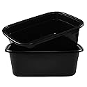 Taysisiter 18 Quart Plastic Rectangular Dish Pan, Black Washing Basin, 2 Packs
