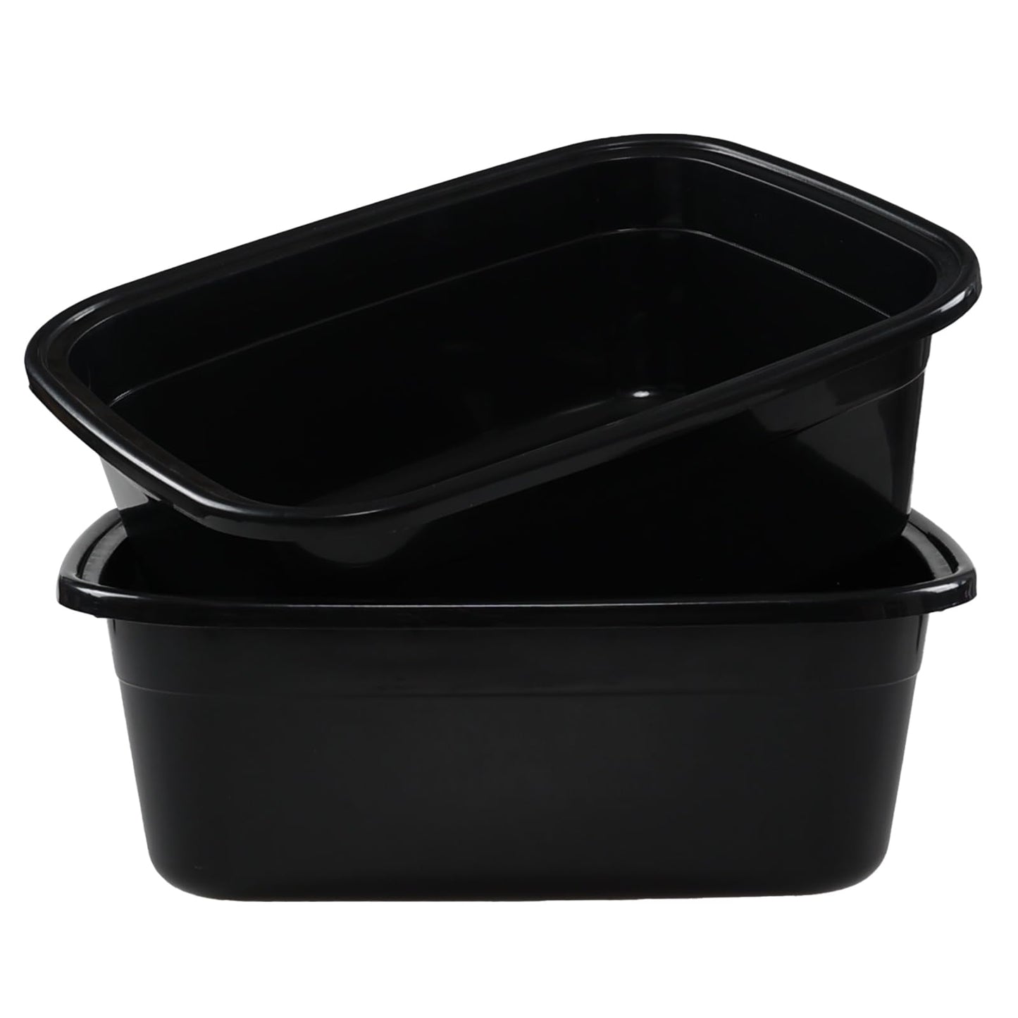 Taysisiter 18 Quart Plastic Rectangular Dish Pan, Black Washing Basin, 2 Packs