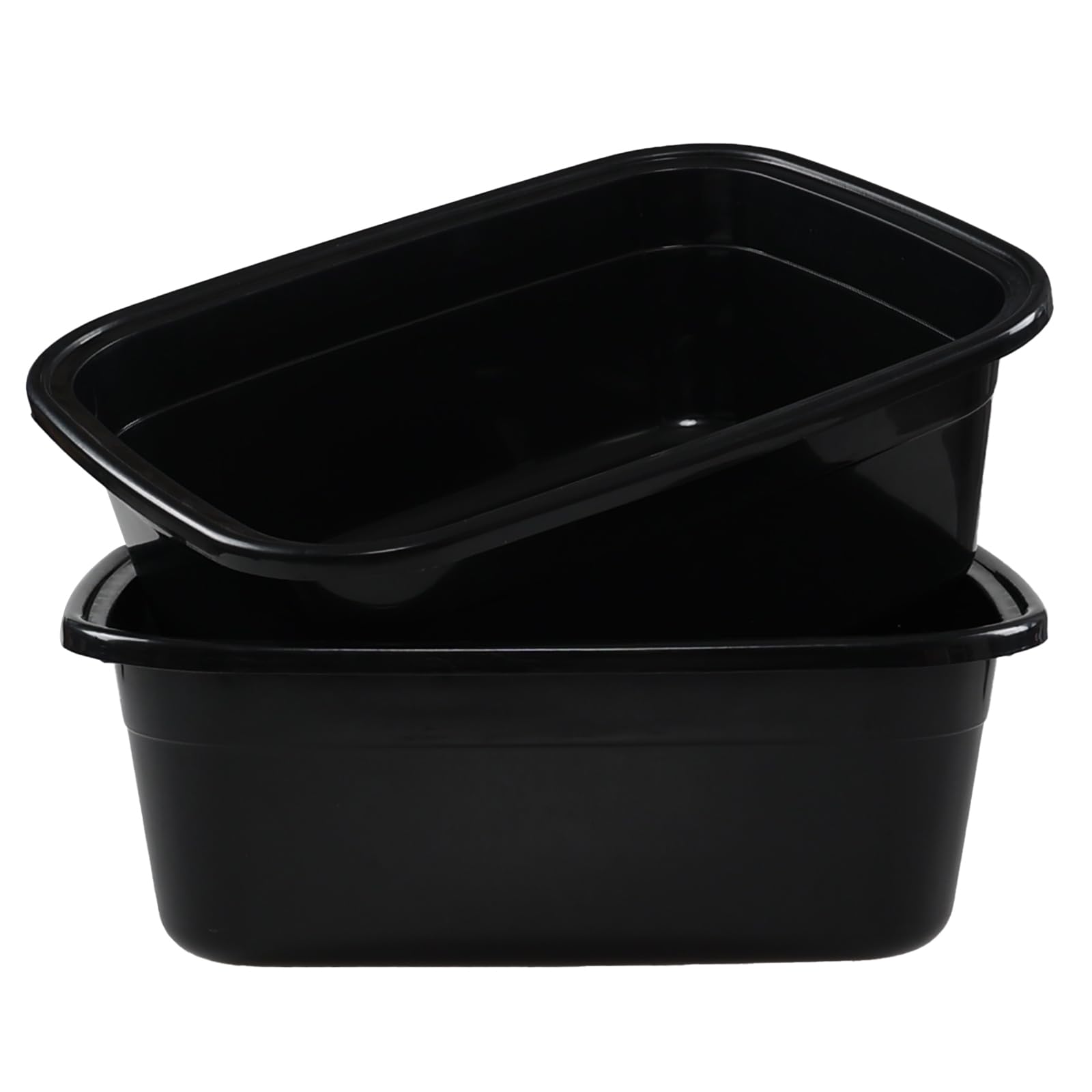 Taysisiter 18 Quart Plastic Rectangular Dish Pan, Black Washing Basin, 2 Packs
