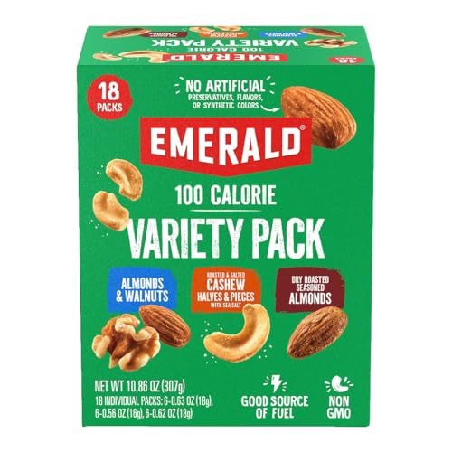 Emerald Nuts Mixed Nuts Variety Pack 18ct (1-Pack) , 100-Calorie Individual Packs , Features Dry Roasted Almonds, Natural Almonds & Walnuts
