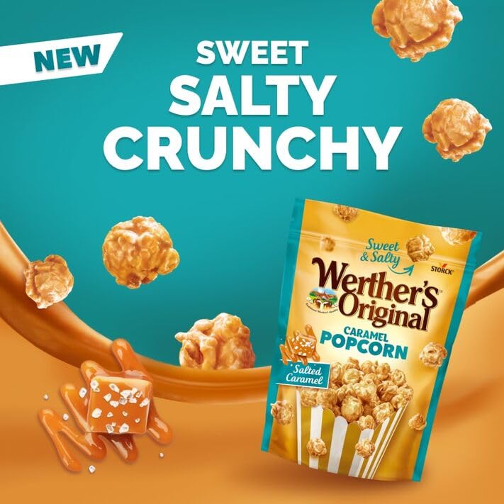 Salted Caramel Popcorn Sweet and Salty, 5.29 oz, 2-Pack - Gourmet Snack for Movie Nights, Parties, and Gifting