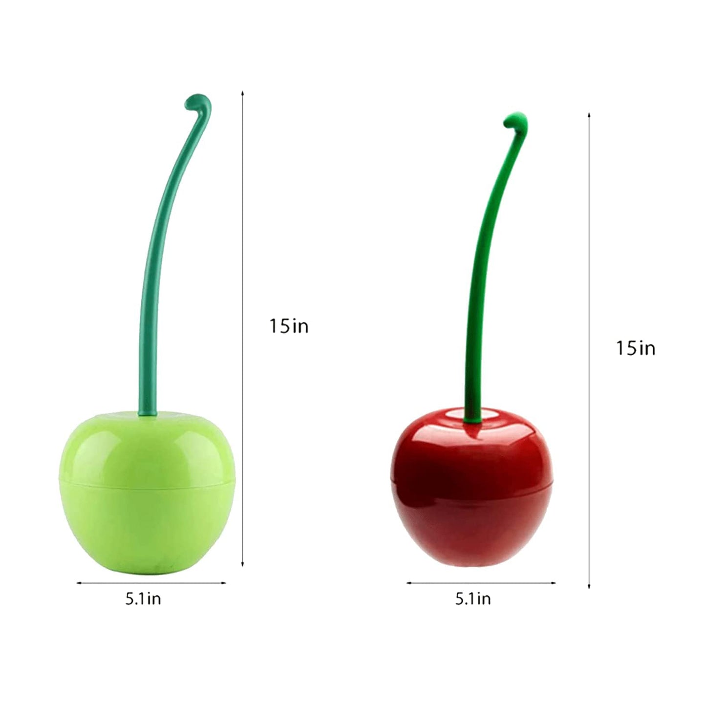DRAMLOR Cherry Toilet Brush and Holder, Funky Cherry Bathroom Brush with Solid Handle & Sturdy Durable Bristles, Creative Cute Toilet Brush