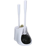 Toilet Plunger and Brush Set with Holder, 2-in-1 Heavy Duty Toilet Plunger & Durable Bowl Brush Combo, Bathroom Cleaning Kit with Modern Caddy Stand