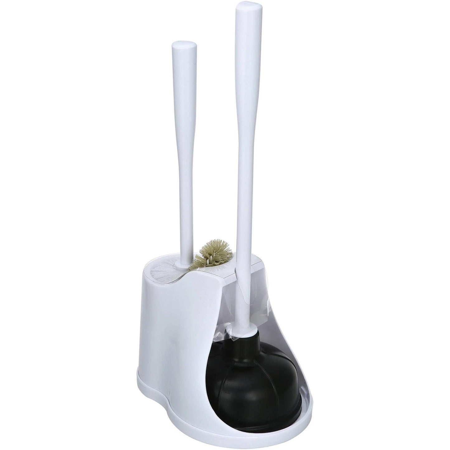 Toilet Plunger and Brush Set with Holder, 2-in-1 Heavy Duty Toilet Plunger & Durable Bowl Brush Combo, Bathroom Cleaning Kit with Modern Caddy Stand