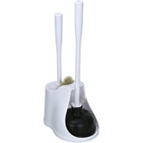 Toilet Plunger and Brush Set with Holder, 2-in-1 Heavy Duty Toilet Plunger & Durable Bowl Brush Combo, Bathroom Cleaning Kit with Modern Caddy Stand