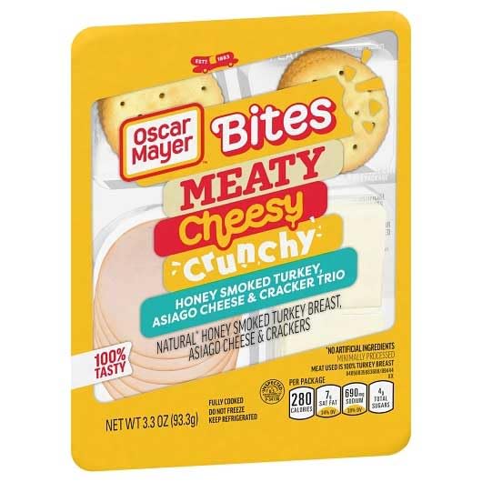 Oscar Mayer Natural Turkey Asiago Cracker Single Serve Convenience Meal, 3.3 Ounce -- 7 per case.