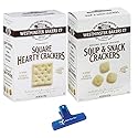 Westminster Bakers Company, Square Hearty Crackers and Soup & Snack Crackers, 6-8 Ounce Box (Pack of 4) - with Make Your Day Bag Clip