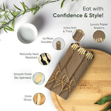 EcoPreps Premium Pre Rolled Brown Paper Napkin and Bamboo Cutlery Set (50 Pack, 200 PCS) 100% Biodegradable, Disposable Wrapped Disposable Silverware