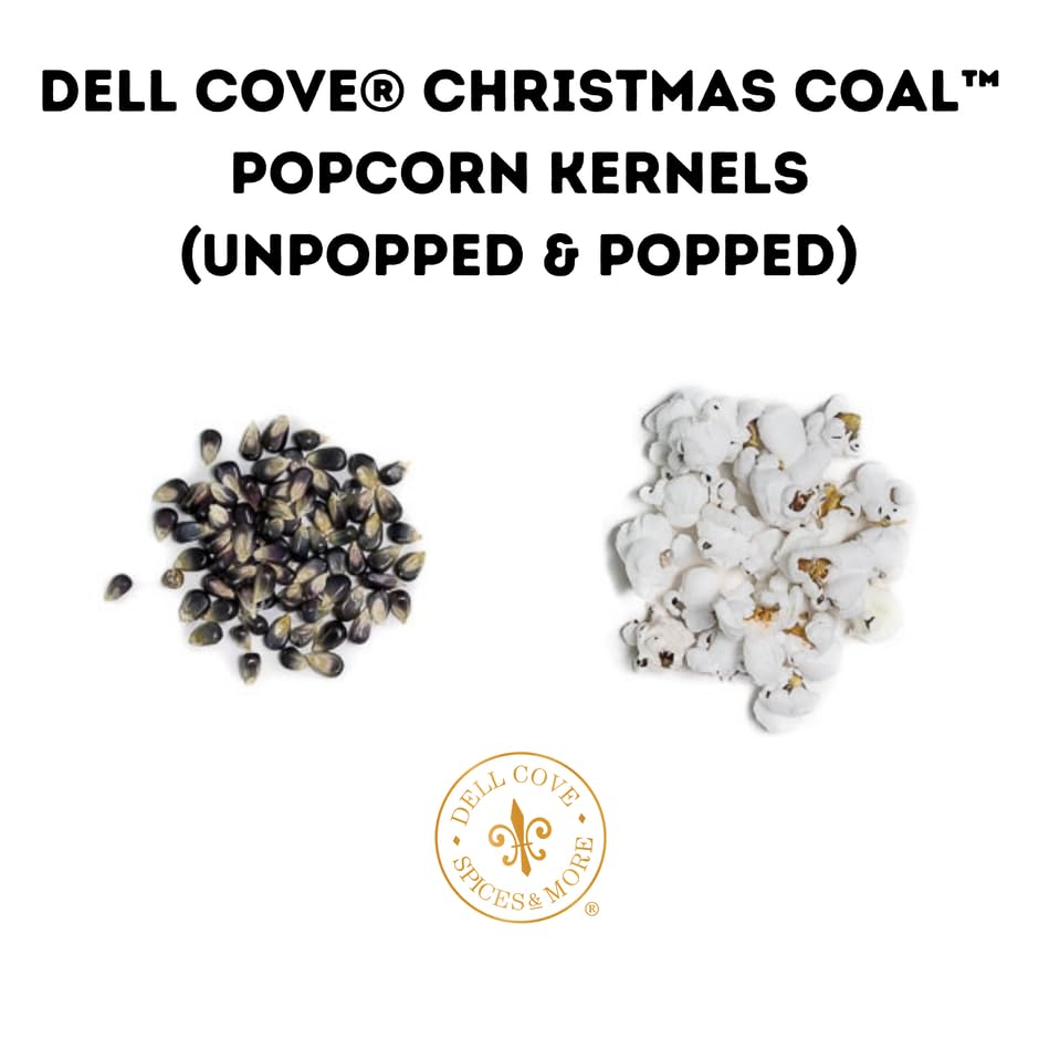 Christmas Coal Gourmet Popcorn Kernels - Fun and Unique X-Mas Stocking Stuffer - Lump of Coal Black Popcorn Gift for Him from Dell Cove Spices, One