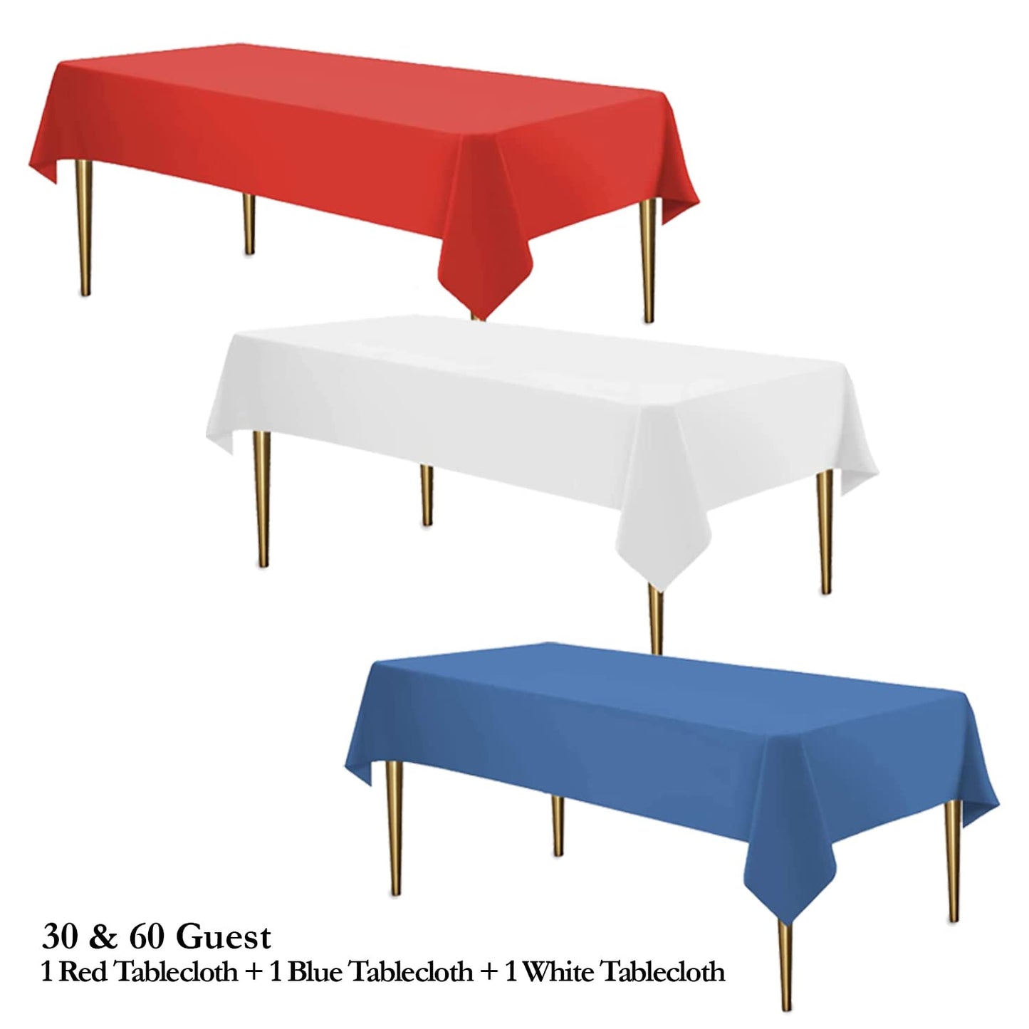 Nicole Fantini 237 PCS Combo American Flag Themed Red White and Blue Disposable Party Set 30 9'' Plastic Dinner Plates | Cups 60 Paper Napkins 48