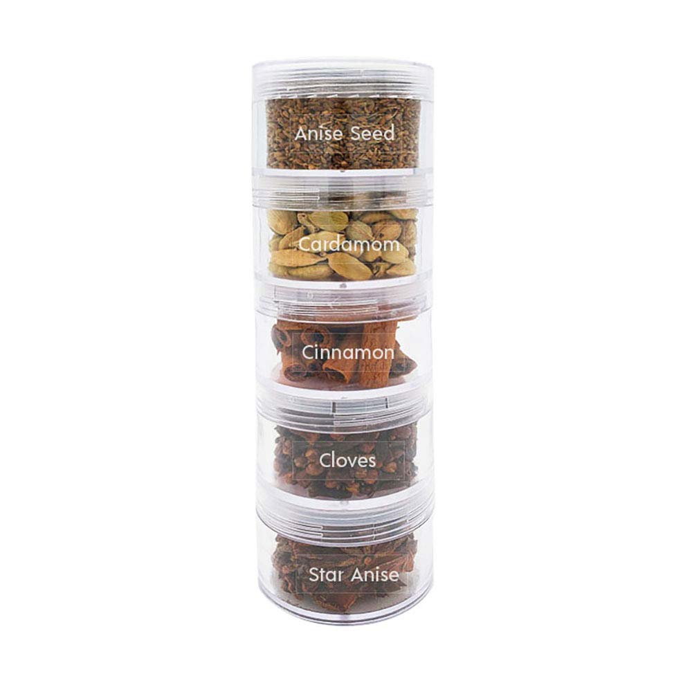 Spicylux The Whole Mix | Anise Seed, Green Cardamom pods, Cinnamon sticks, Cloves, Star Anise | Savory Herbs, Spices & Seasonings (Set of 5) - Packed