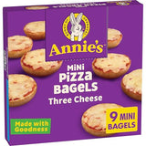 Annie's Frozen Mini Pizza Bagels, Three Cheese, Snacks, 9 Ct, 6.65 oz