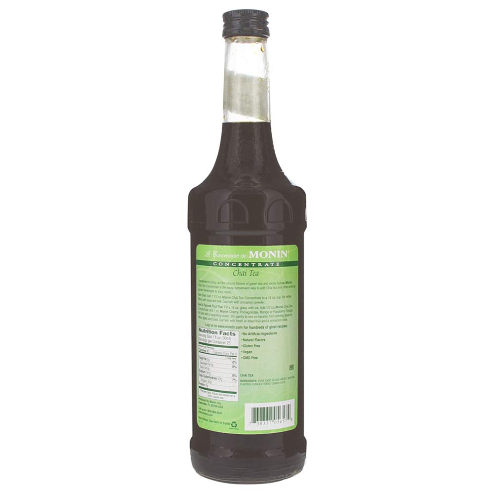 Monin - Chai Tea Concentrate, Spiced Green Tea Flavor, Natural Flavors, Great for Spiced Chai Teas, Coffee Drinks, Dessert Cocktails, and Other