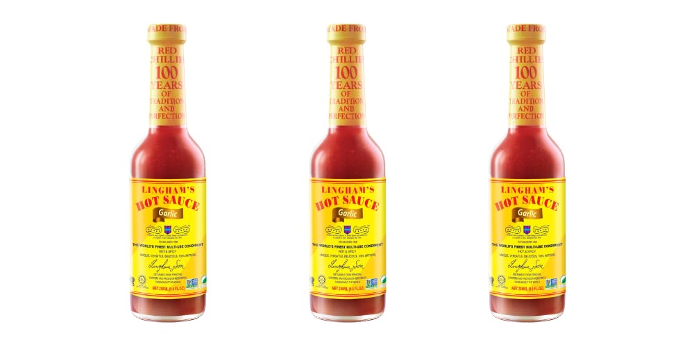 Lingham's Hot Sauce With Garlic, 12-Ounce Bottle (Pack of 3)