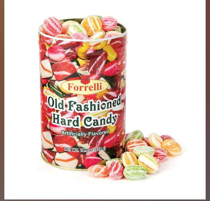 Forrelli Old Fashioned Hard Candy, Holiday Gift Tin 4-Pack, 18 Oz Each, Mixed Fruit and Spice Flavors, Reusable Storage Container