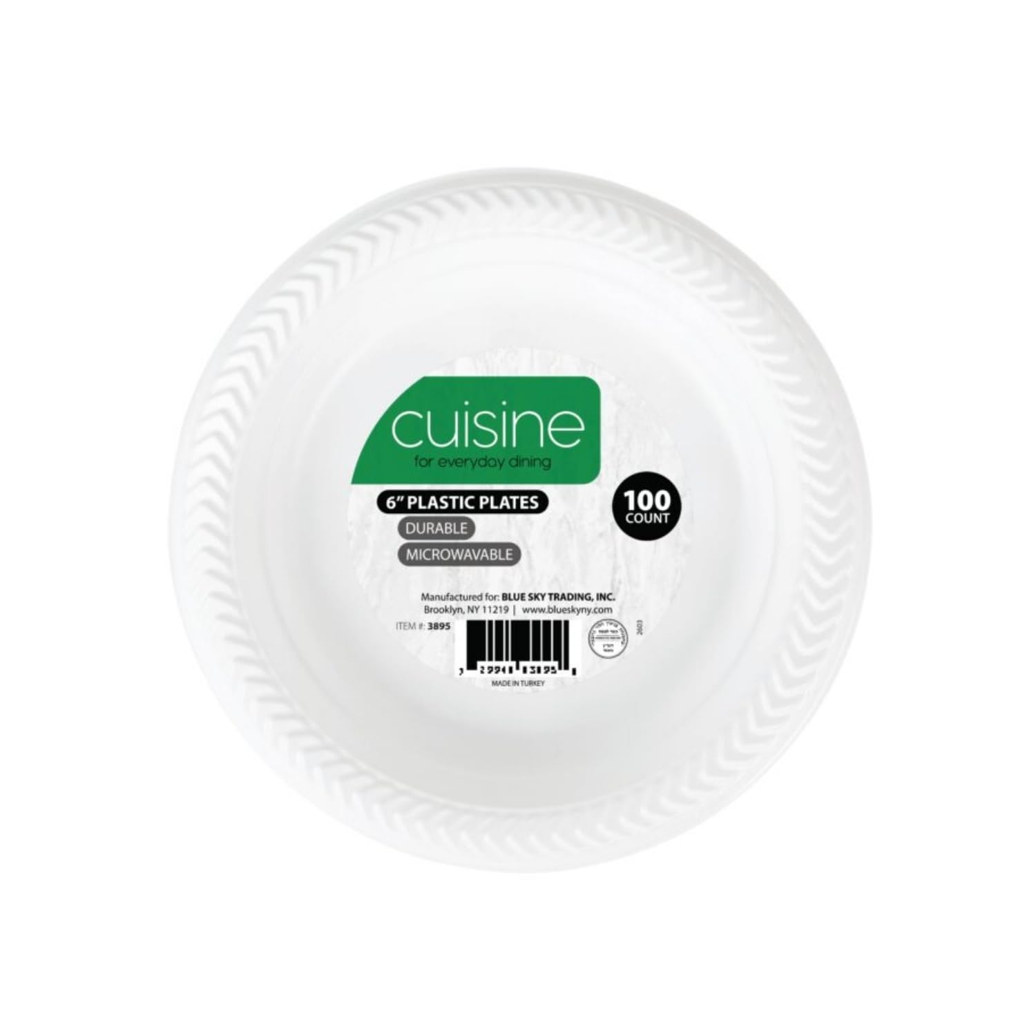 Cuisine White Round Plastic Plates - 6" (Pack of 100) - Durable & Microwave Safe Material - Perfect for Parties, Weddings, and Everyday Use