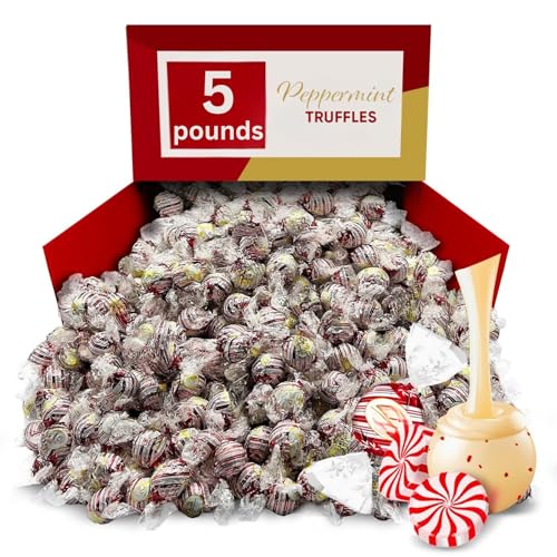 Peppermint Chocolate Truffles, Creamy Mint Filled Candy - 5 lb (Approx. 200 pieces)