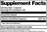 Cilantro (Coriander) (Certified Organic) - 450 mg (100 Capsules, ZIN: 517612) - 3 Pack