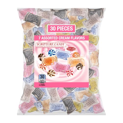 SCRIPTURE CANDY Reaching The World One Piece At A Time! Scripture Candy, Assorted Cream Flavor Hard Candy, 30 Pieces, Orange