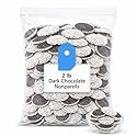 Dark Chocolate Nonpareils, 2 lb Bulk Chocolate Discs with Crisp White Seeds