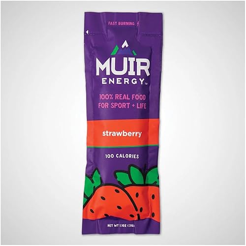 MUIR ENERGY FB Strawberry Nutrition Pack - Organic, Plant-Based Energy Gel for Endurance Cycling & Trail Riding, Pack of 10
