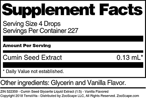 Cumin Seed Glycerite Liquid Extract (1:5) - Vanilla Flavored (1 oz, ZIN: 522359) - 3 Pack
