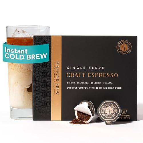 Luxury Instant Espresso - 160mg Caffeine, Hot or Iced Instant Coffees, Cold Brew Coffee, Double Shot Espresso, 12 Counts, 100% Arabica, Sugar Free, No