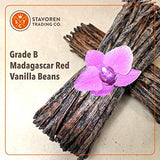 Stavoren Trading Co. - Grade B Madagascar Red Vanilla Beans - 1 Pound - 5-8 inches long - For Cooking, Baking, Homemade Extract and Paste - Freshly